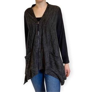 LOGO Lori Goldstein space dye zip front cardigan size large